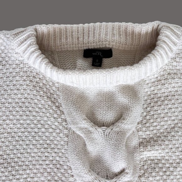 J Crew Womens Fisherman Sweater Chunky Cable Knit Wool Blend Small Coastal Relax - Picture 4 of 8